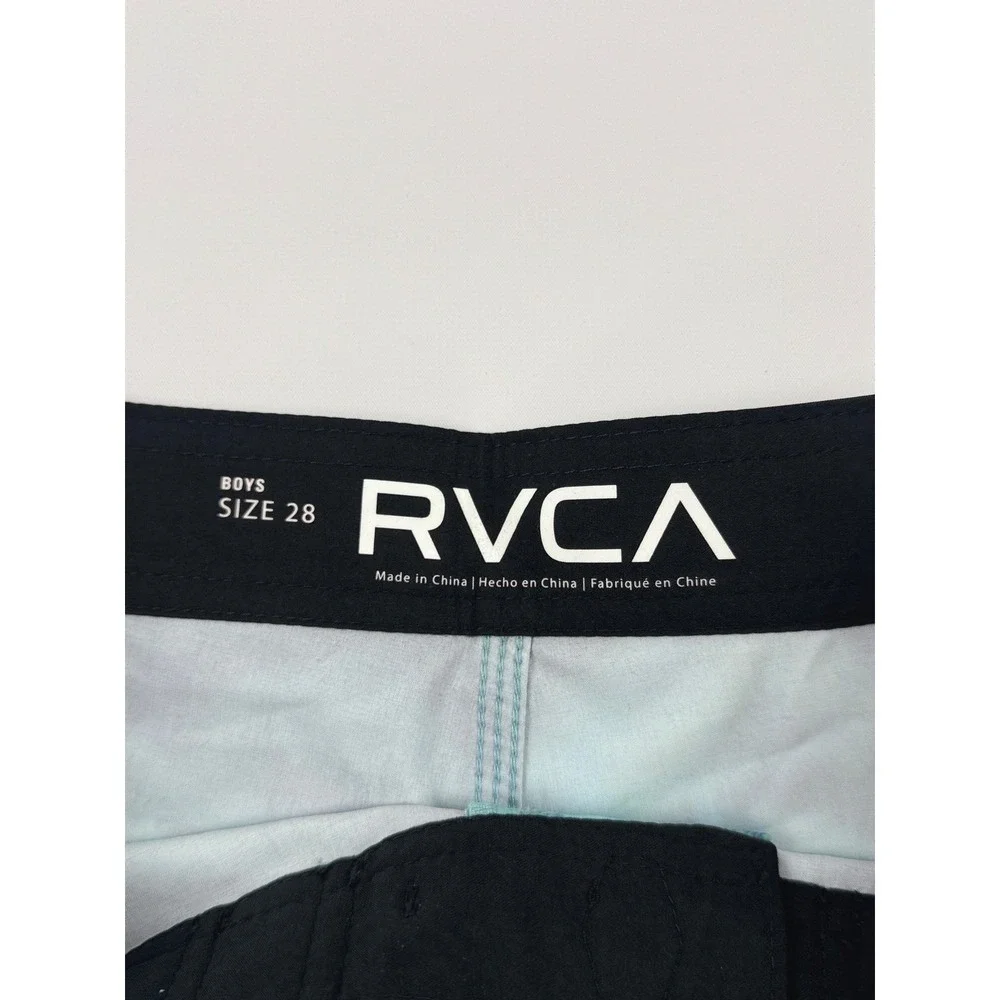 RVCA Eastern Trunk Board Shorts Teal Black‎ Size 28 (16) New With Tags